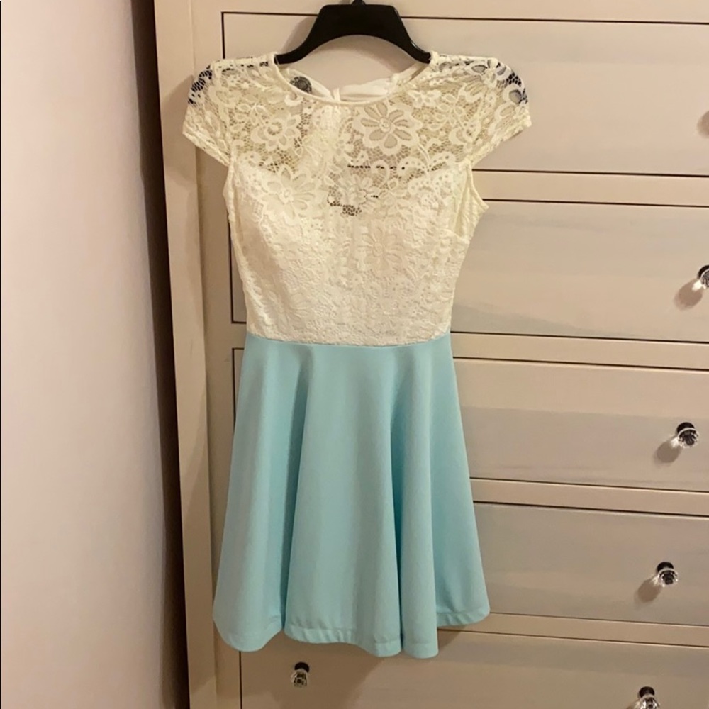 Blue and White Lace Dress